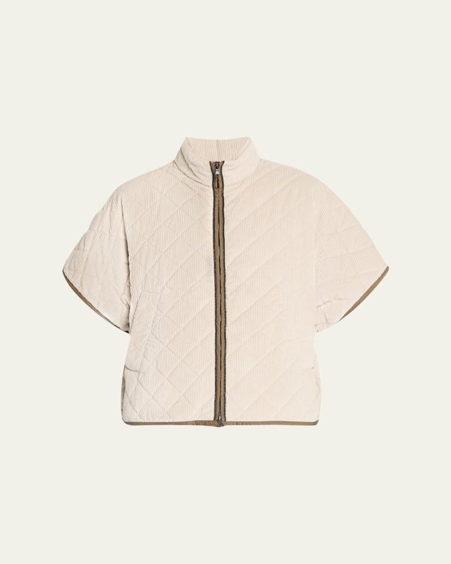 Corduroy Short-Sleeve Cashmere Padded Thermal Jacket